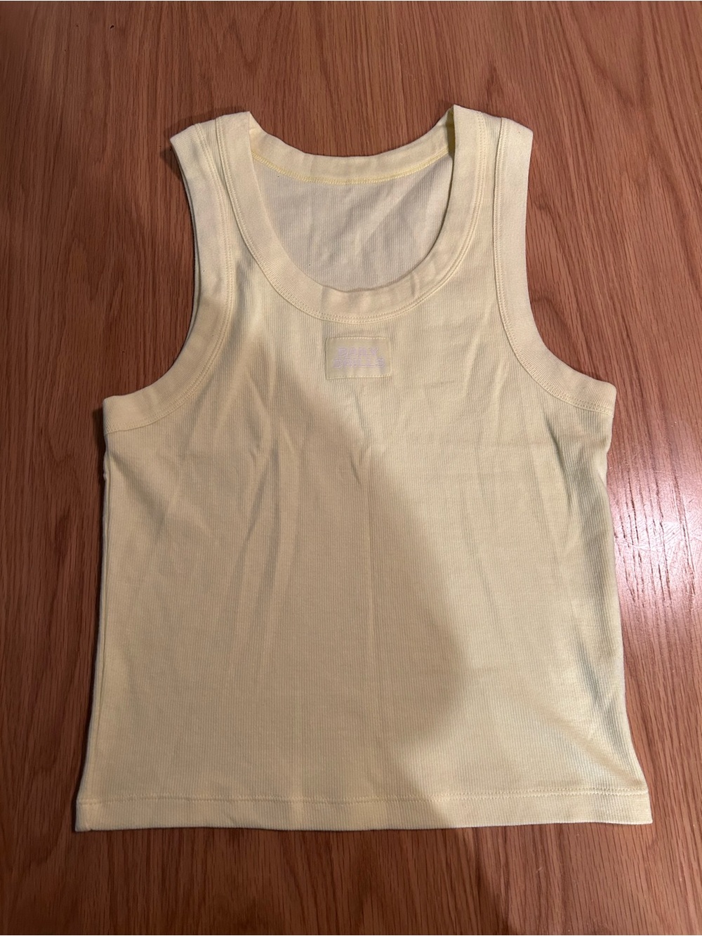 Daily Drills Logo Ribbed Tank - Lemonade w/ Monochrome Patch Size M/L NWOT